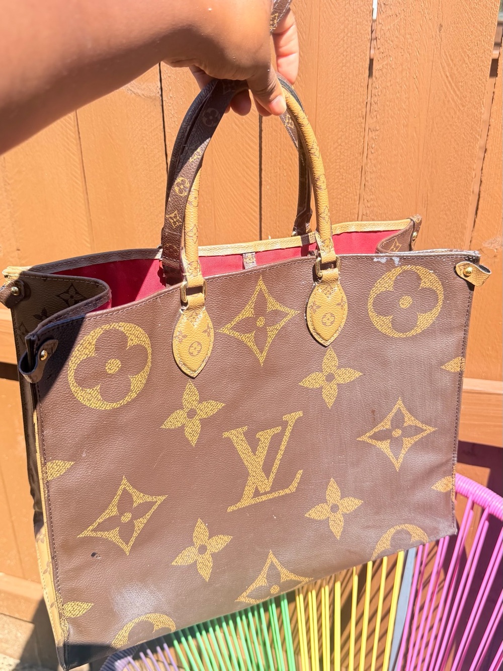 Authentic Louis Vuitton Brown Monogram Canvas Tote with Gold Monogram